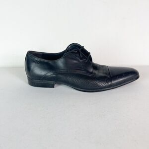 Hugo Boss Men's Black Oxford Lace Up Perforated Leather Shoes Size 8